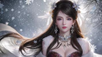 雪中仙子写真：冷艳绝美古风女神