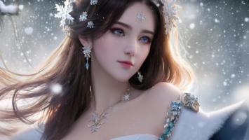 冰雪女神肖像：写实风格冬日仙子