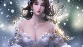 冰雪女神二次元立绘插画