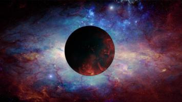 宇宙星云中的黑暗行星特写