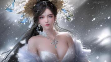 雪中仙姬：冰晶冠冕的玄幻女神