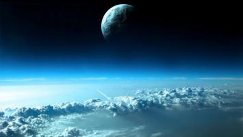 太空俯瞰地球与云海火箭轨迹