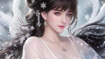 雪中仙子汉服写真，冷艳绝美