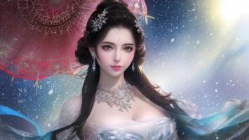 冰晶仙子星夜舞，古风玄幻美神图