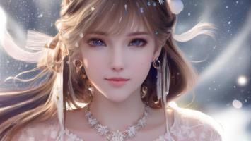 冰雪女神特写写实肖像