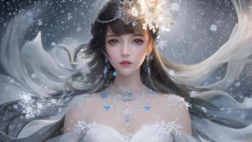 冰雪女神写真：冷艳仙姿伴飞雪