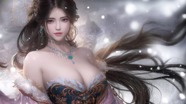 仙侠女神雪中飘逸图