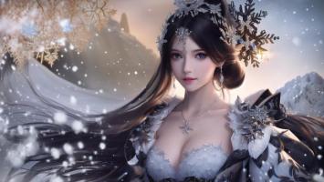 冰雪仙子肖像：写实幻想风女神图