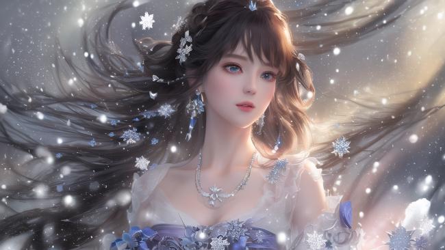 雪中仙子新中式幻想插画