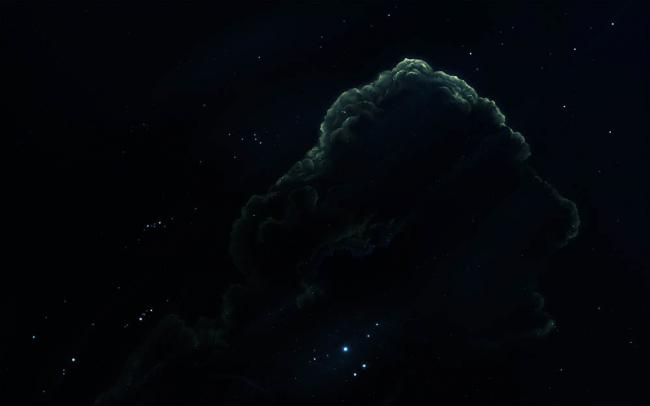 深空绿云星云3D渲染图