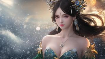仙侠女神雪中飘渺图