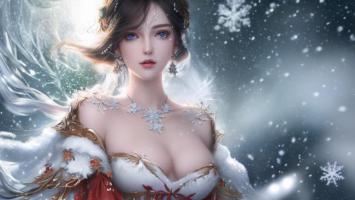 雪夜仙子3D写实插画