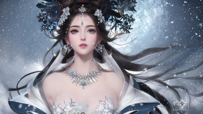 雪中仙子古风插画，绝美仙气飘飘