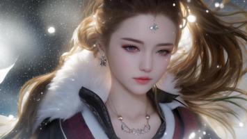 银发少女雪夜幻想写真