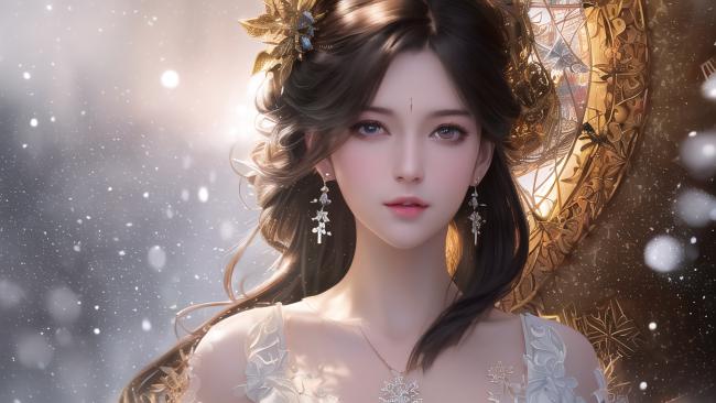 仙侠女神雪中凝眸图