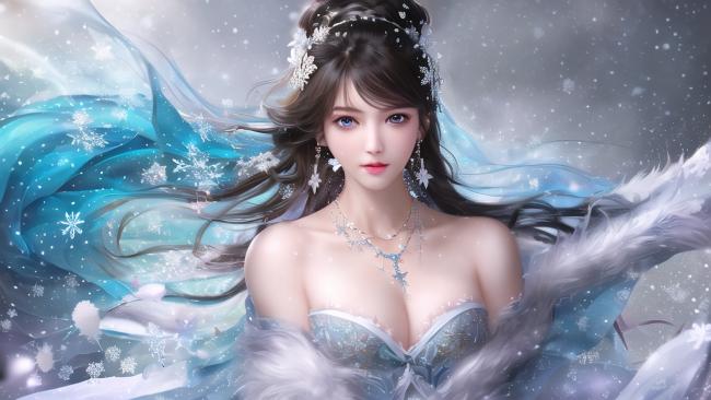 冰雪仙子写真：冷艳绝尘的幻想女神