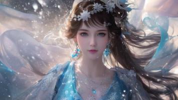 冰雪仙子飘雪写真图