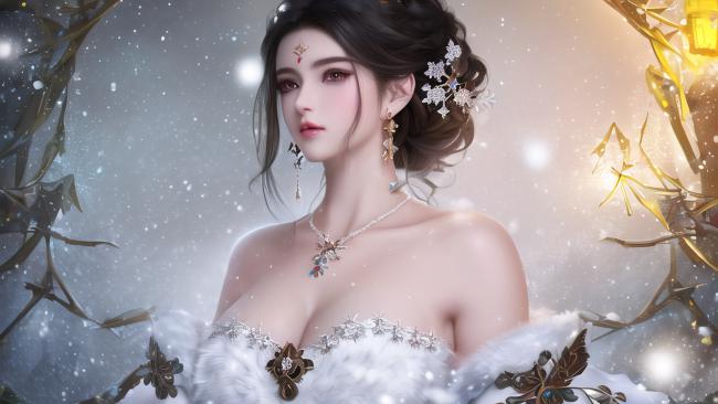 雪夜仙子写真：华服雪景唯美大片