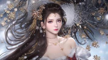 仙侠少女雪中飞翼，冷艳绝尘画卷