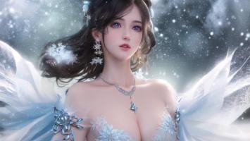 冰雪仙子羽翼飘雪插画