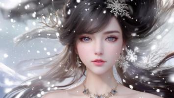 雪中仙子写真：冷艳绝尘的东方美人