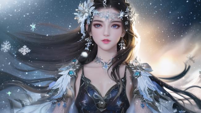 冰雪仙姬飘雪写真，玄幻仙侠风唯美角色图