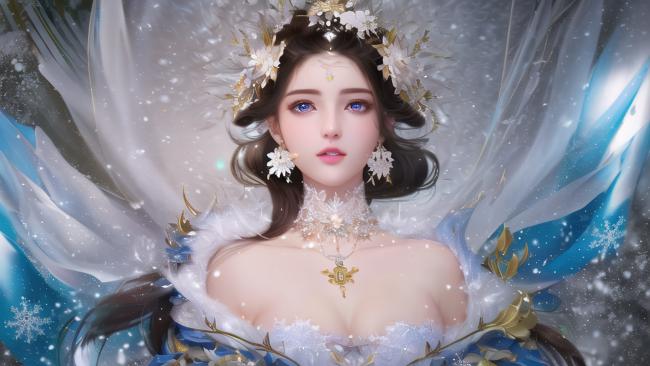 冰雪仙子写实插画：8K高清幻想美人