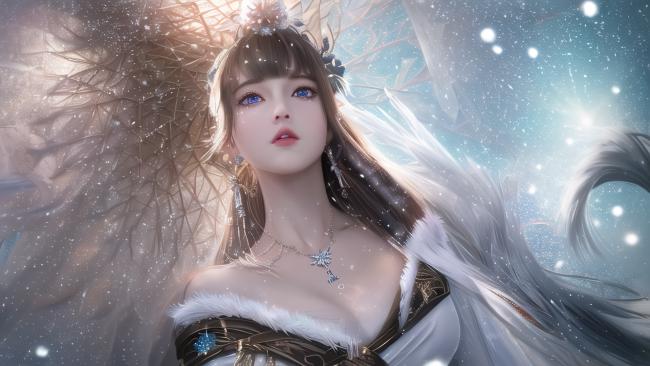 仙侠女神冰翼星尘图