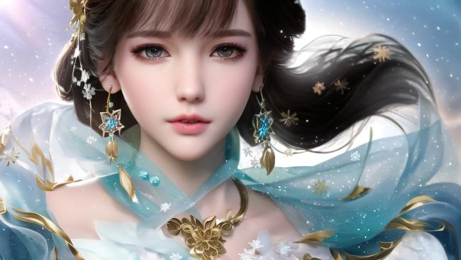 仙侠少女水墨风插画