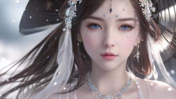 仙侠少女冰雪幻境特写