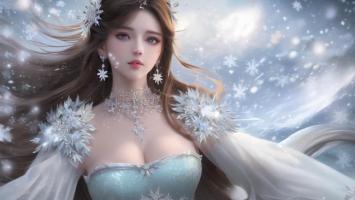 冰雪女神飘雪写真图