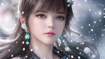 雪中少女写真：冷艳柔美光影肖像