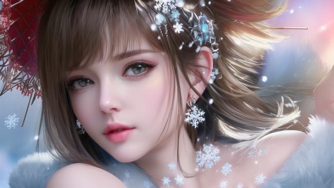 冬日雪精灵少女写真