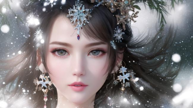 雪中仙子汉服写真，冷艳绝尘