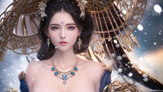 仙侠女神雪中华裳写真