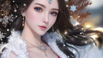 雪中仙子：古风美女冰雪主题肖像