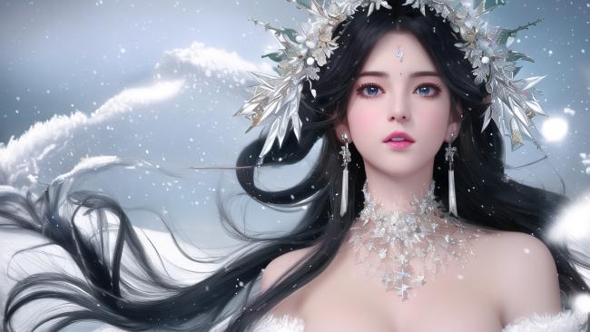 冰雪仙子写真：冷艳绝伦的雪域女神