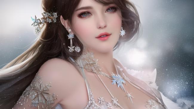 冰雪仙子写真：冷艳柔光中的雪域女神