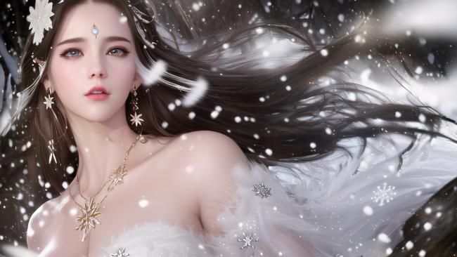 雪中女神写真：8K高清冰雪幻境 ️