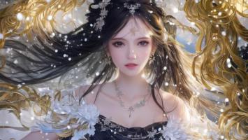 古风仙子雪中舞，银饰华裳映金光