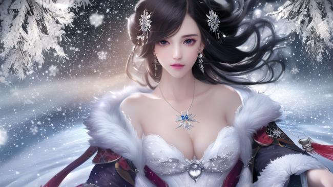 雪中仙侠少女 冰晶华服写真