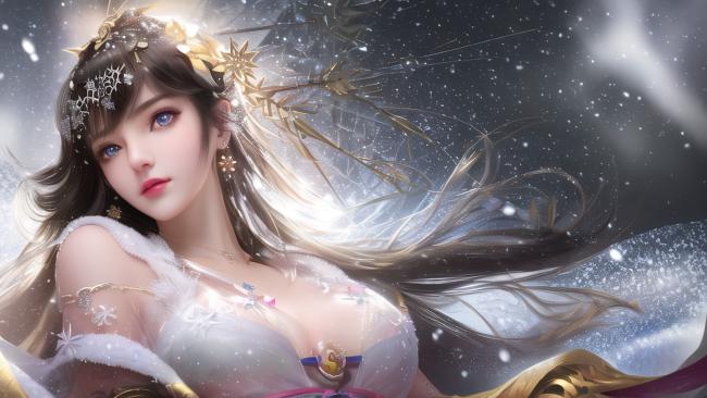 仙侠少女雪中飞舞，梦幻光影如诗如画