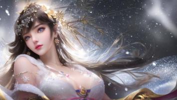 仙侠少女雪中飞舞，梦幻光影如诗如画