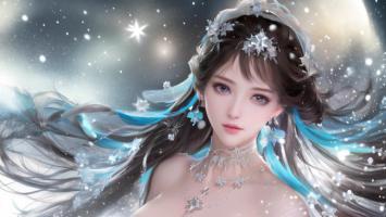 冰晶仙子雪夜飘舞图