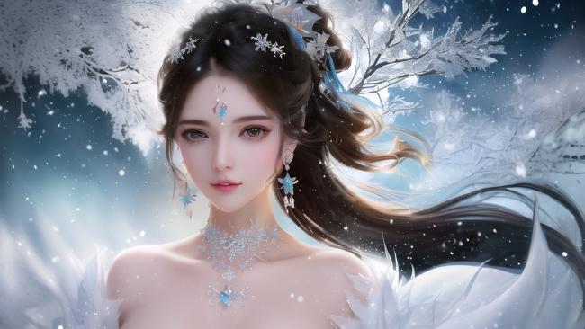 冰雪仙子立雪林，仙侠玄幻风唯美写真