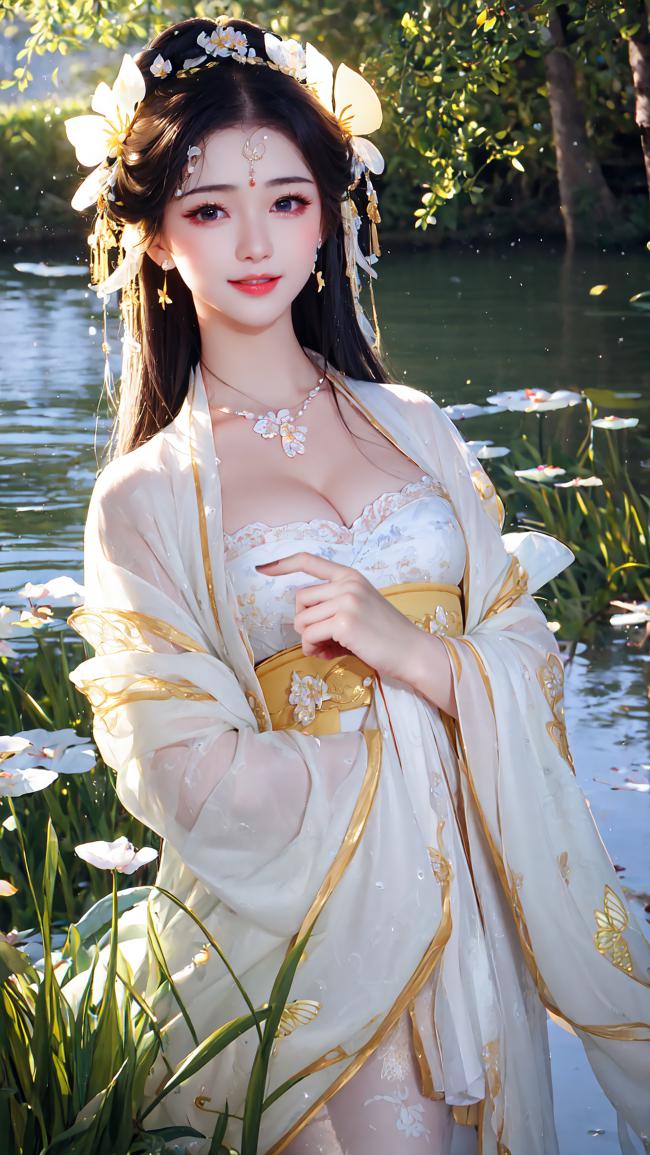 荷塘仙子汉服写真，柔光飘逸如梦