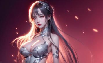 银甲女战士科幻写实插画