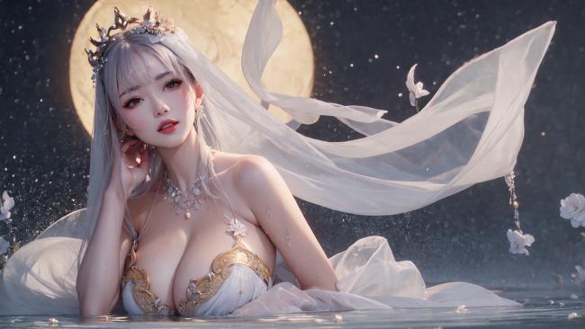 月夜仙子汉服写真，飘纱如梦，星光点点