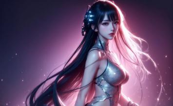 赛博朋克女战士：霓虹光影中的银甲女神