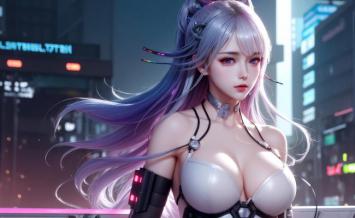 赛博朋克女战士霓虹夜景写真